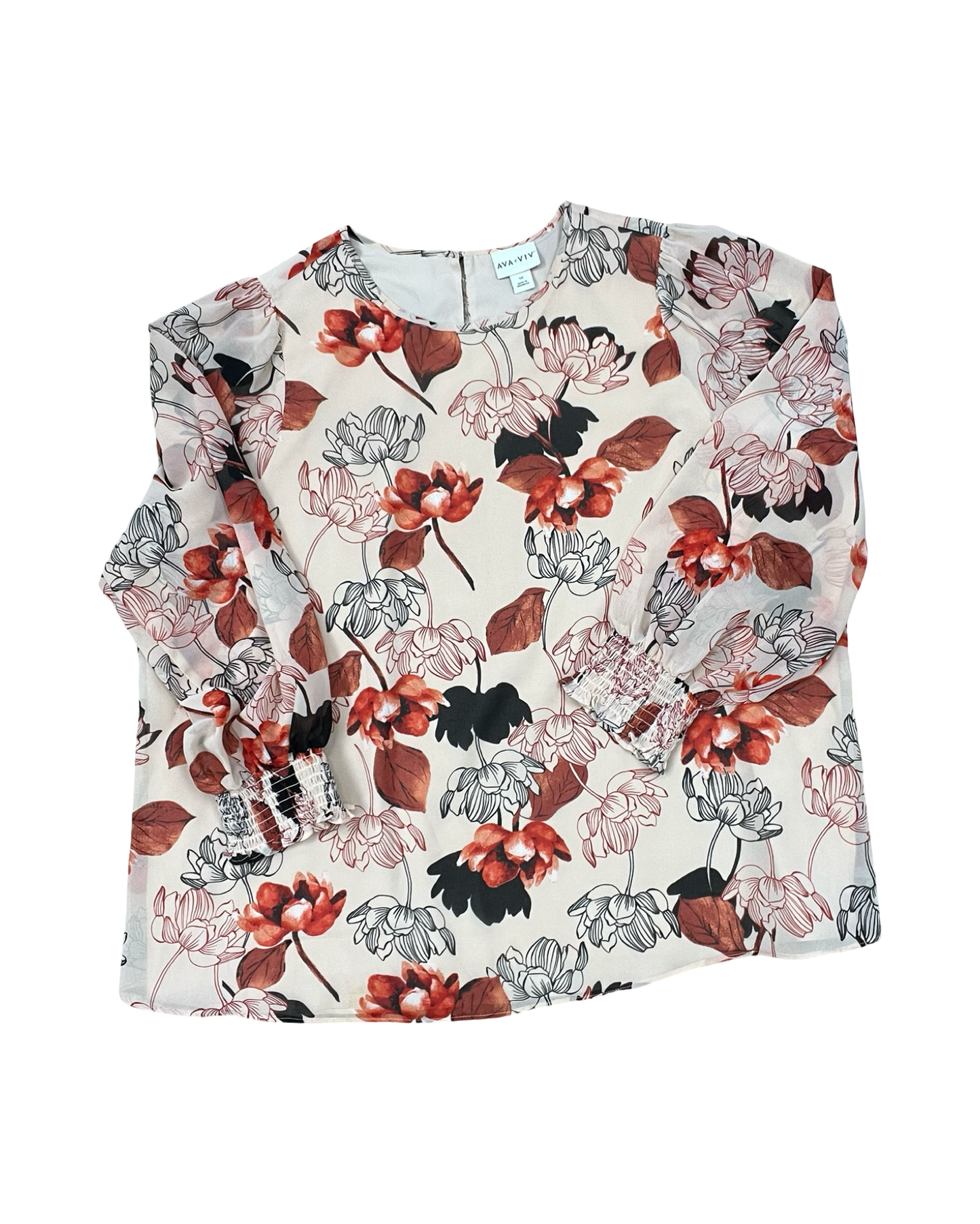 Top Ls By Ava & Viv In Peach, Size:1X