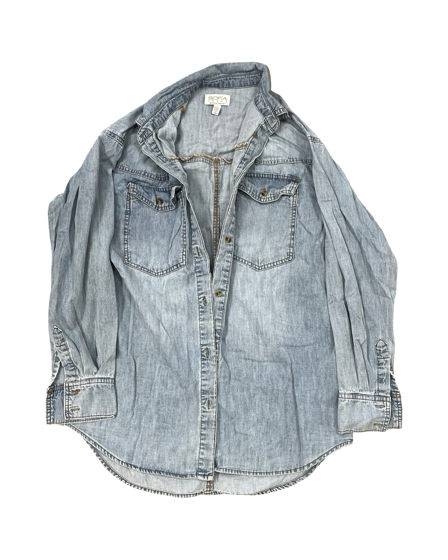 Top Ls By Sofia By Sofia Vergara In Blue Denim, Size:Xs