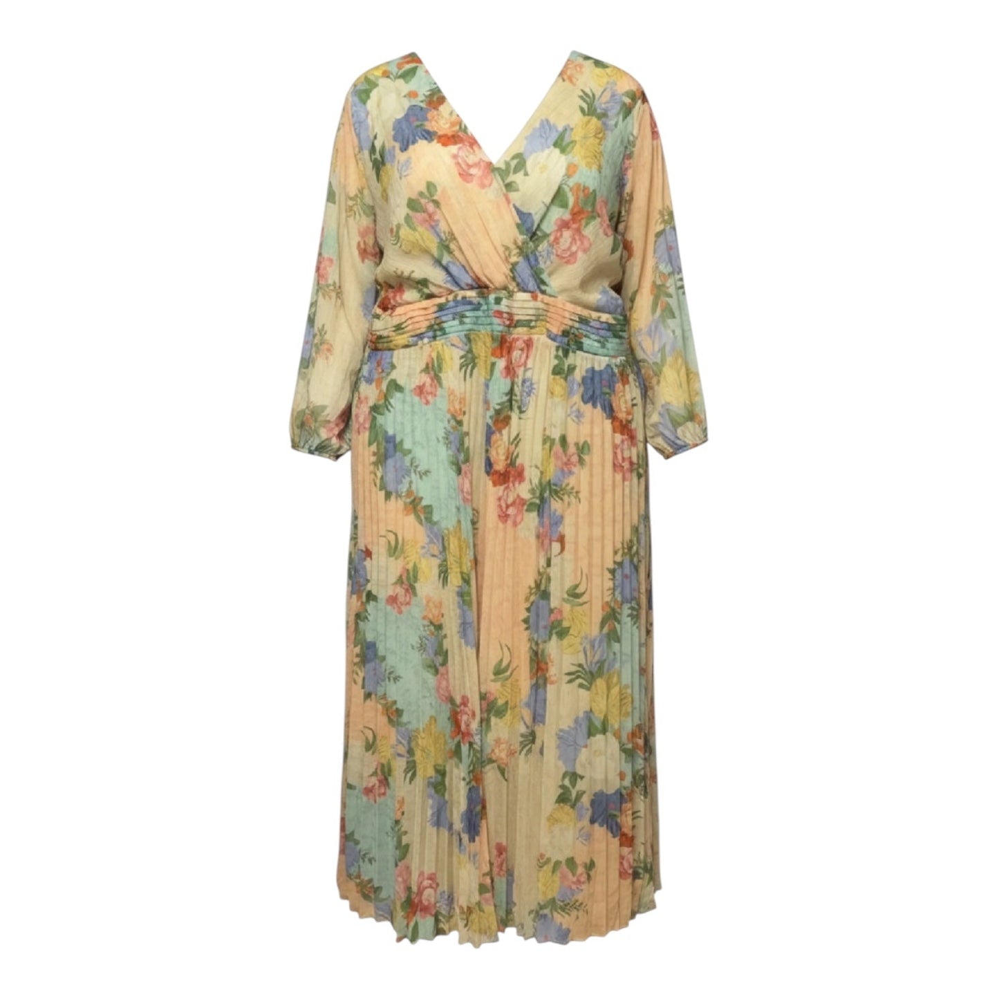 Plus Size Floral-Print Pleated Chiffon Maxi Dress By Sienna In Floral Print, Size: 3X