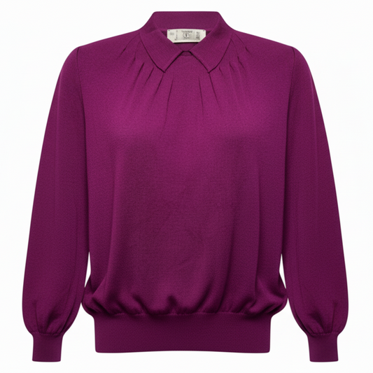 Vintage Wool Collared Pullover Sweater Luxury Designer By Valentino-garavani In Purple, Size: 8 (42)