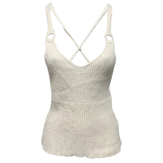 Knit V-Neck Tank By Anthropologie In Cream, Size: S