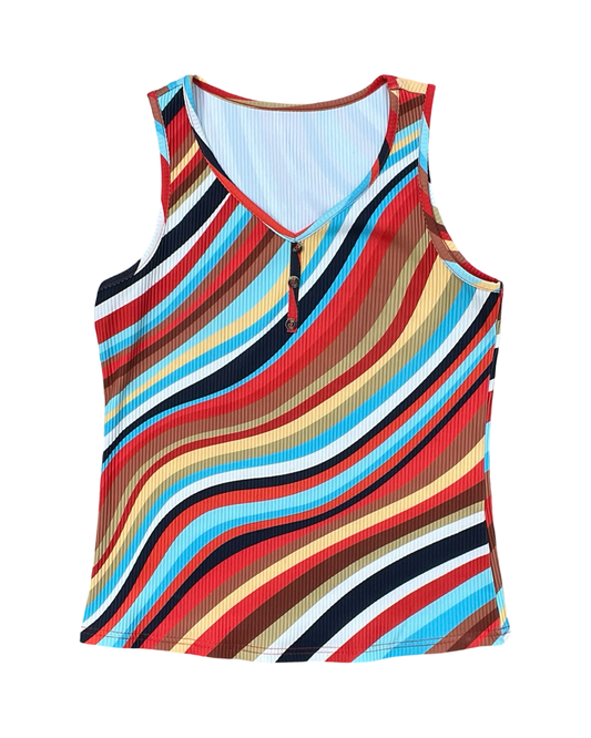 Top Sleeveless By Clothes Mentor In Striped Pattern, Size:M