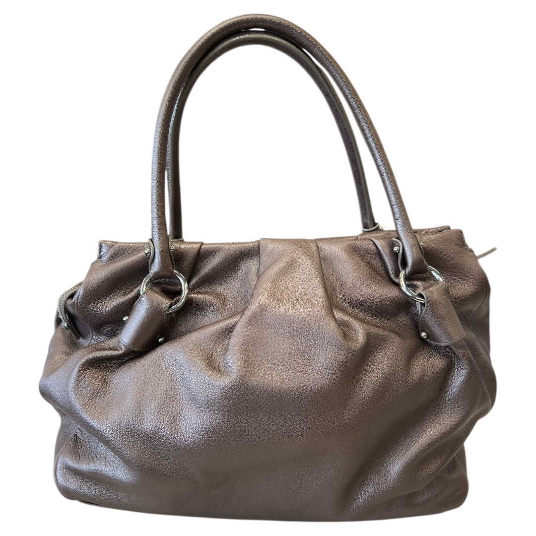 Handbag Designer By Ferragamo In Taupe, Size:Medium