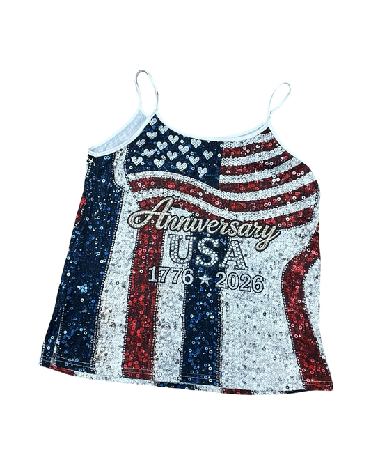 Top Sleeveless By Clothes Mentor In Blue Red & White, Size:L