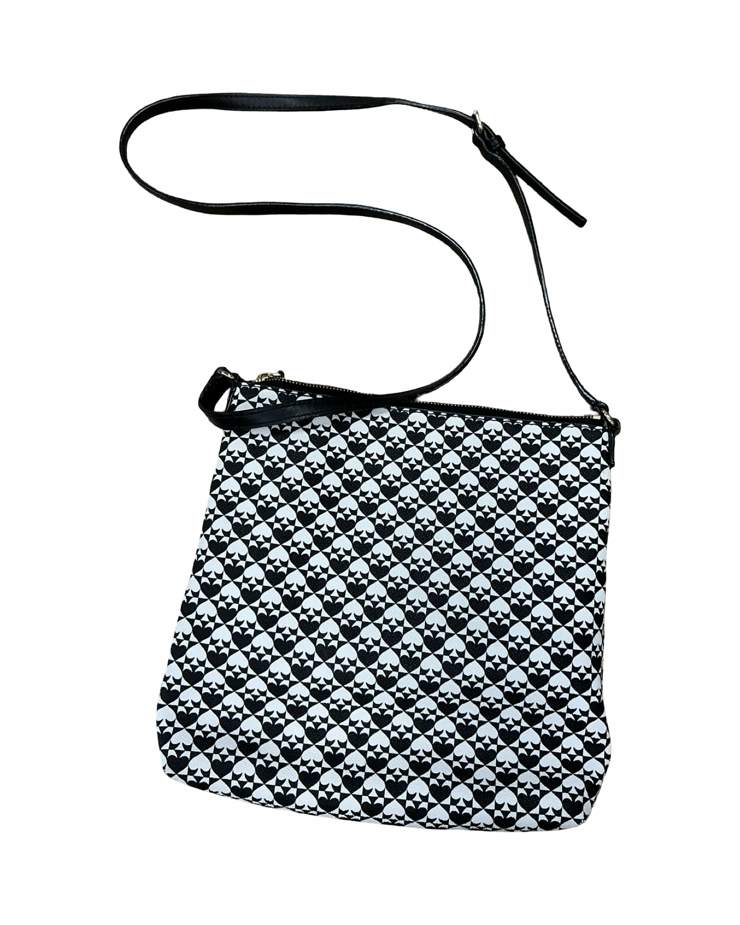 Crossbody Designer By Kate Spade In Black & White, Size:Medium