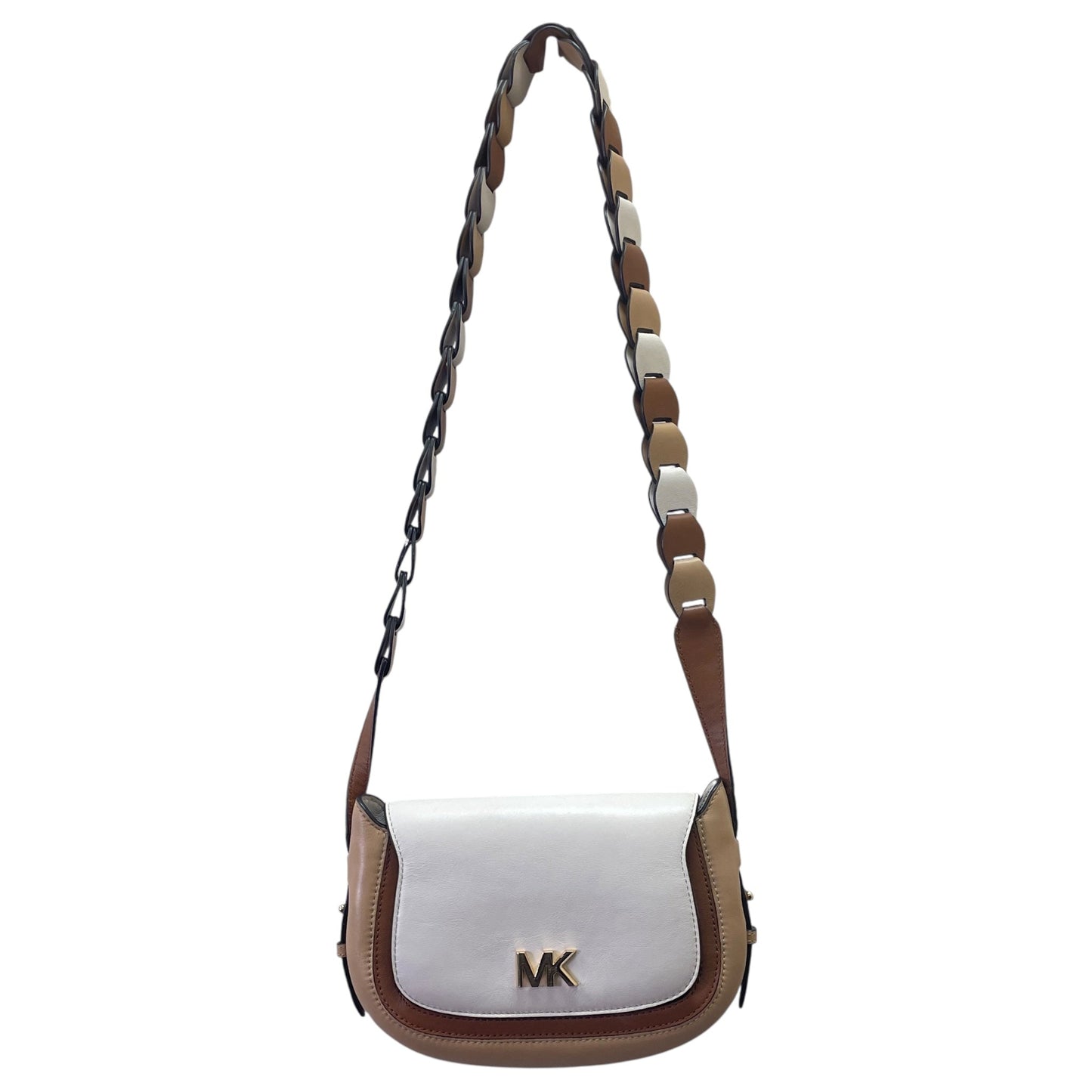 Crossbody Designer By Michael Kors In Brown & Cream, Size:Medium