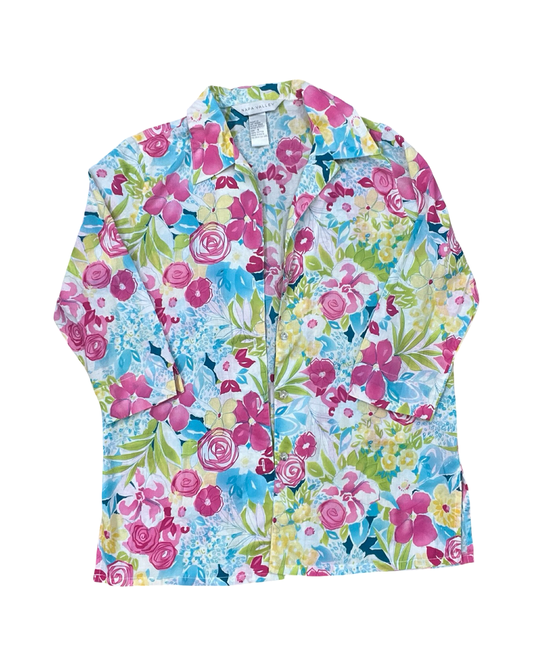 Blouse 3/4 Sleeve By Clothes Mentor In Floral Print, Size:M