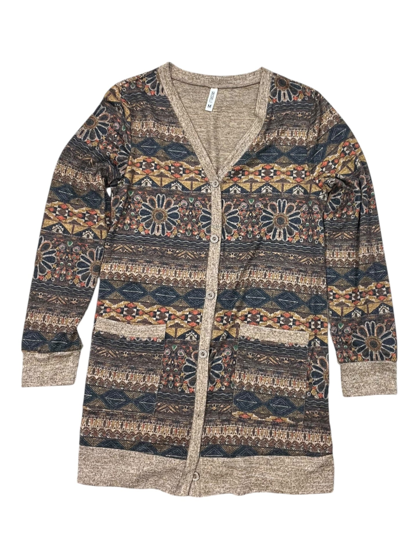 Cardigan By Clothes Mentor In Tan, Size:M