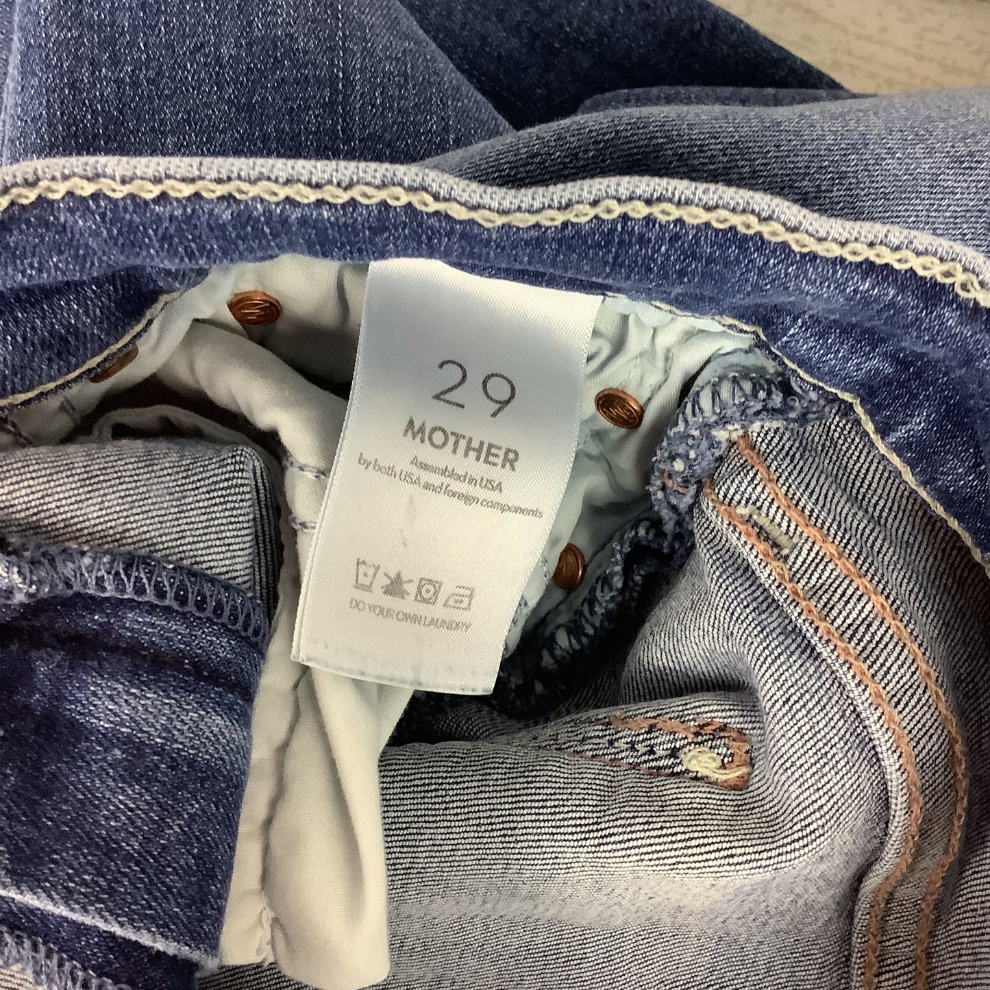 Jeans Straight By Mother In Blue Denim, Size: 8 (29)