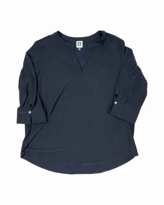 Top 3/4 Sleeve By Anne Klein In Black, Size:2X