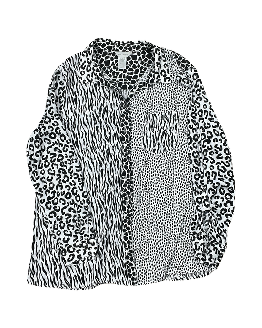 Blouse Ls By Multiples In Black & White, Size:L