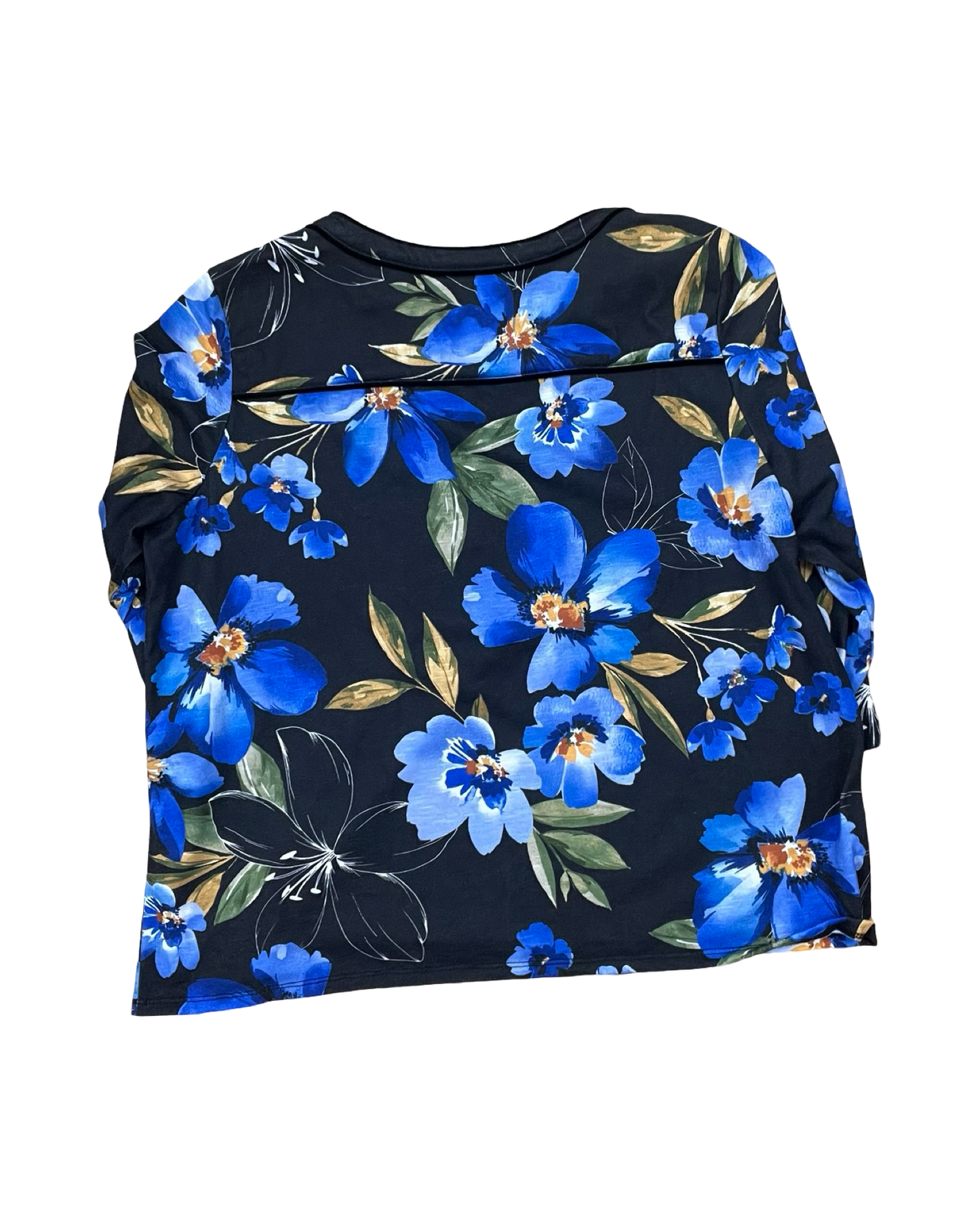 Top 3/4 Sleeve By Alfred Dunner In Black & Blue, Size:M