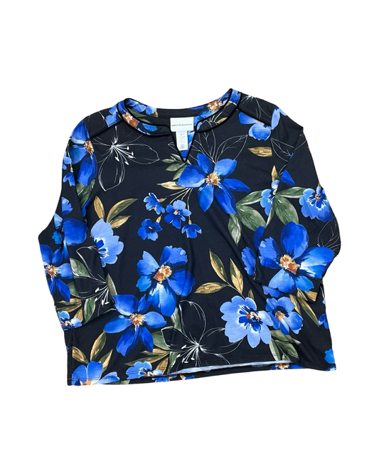 Top 3/4 Sleeve By Alfred Dunner In Black & Blue, Size:M