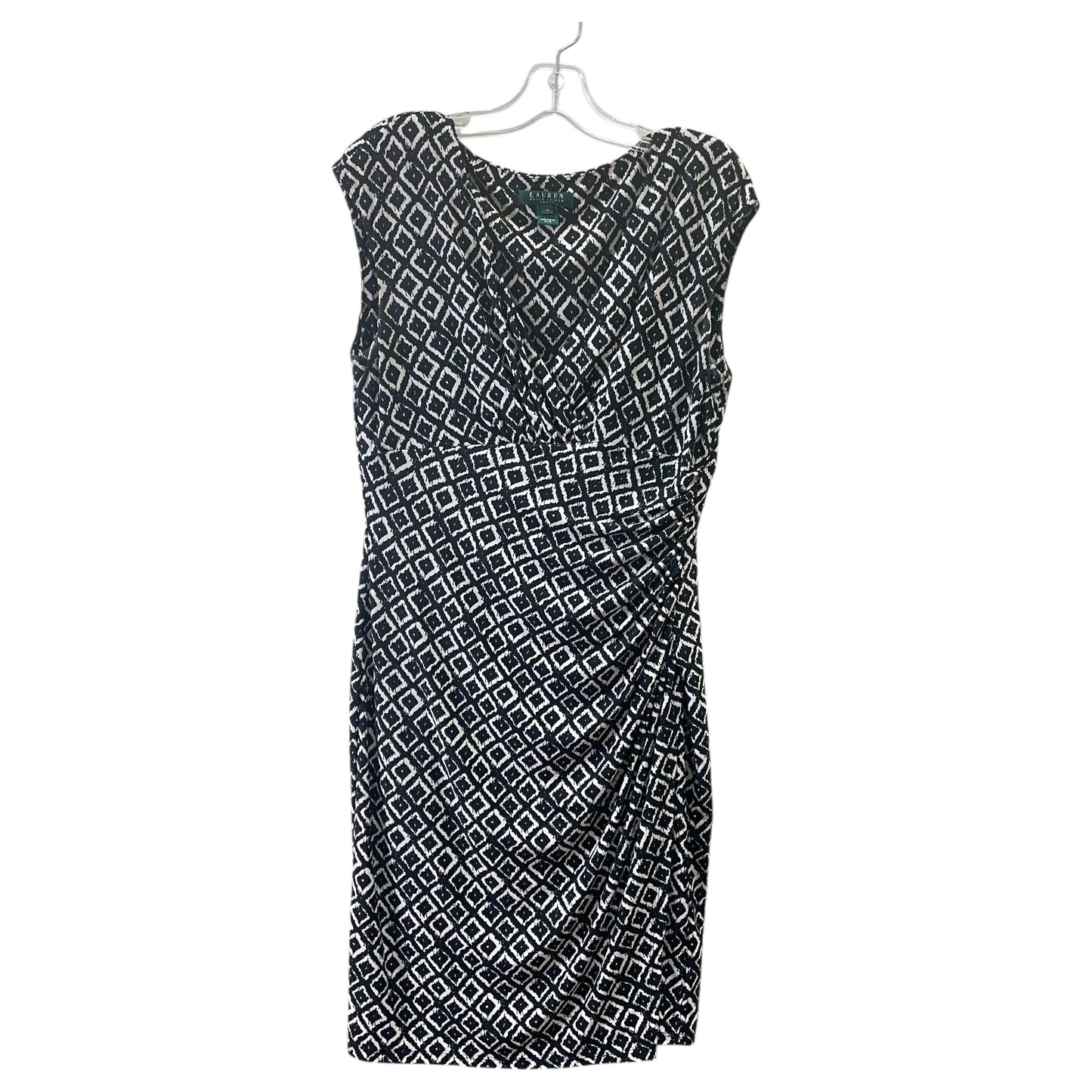 Dress Party Midi By Lauren By Ralph Lauren In Black & White, Size:L