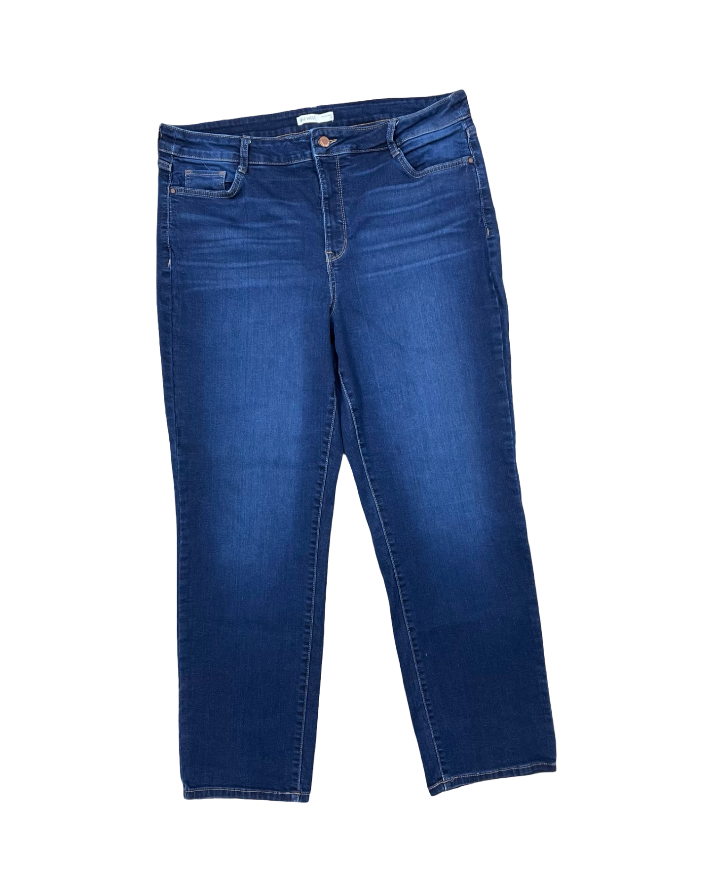 Jeans Straight By Liz Claiborne In Blue Denim, Size:18