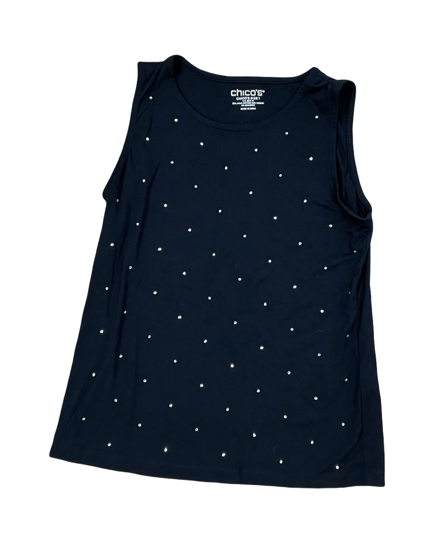 Top Sleeveless By Chicos In Black, Size:M