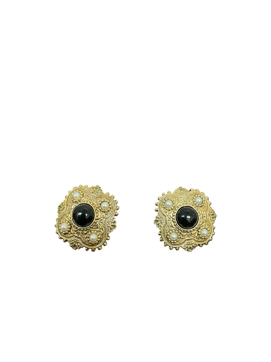Earrings Stud By Cme In Black & Gold