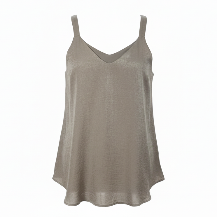 Chic and Easy Satin Tank Sleeveless By Soft Surroundings In Khaki, Size: Xs