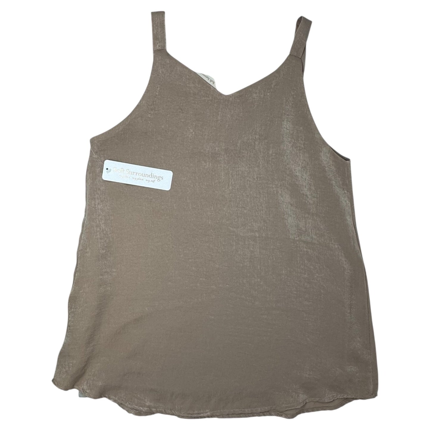 Chic and Easy Satin Tank Sleeveless By Soft Surroundings In Khaki, Size: Xs
