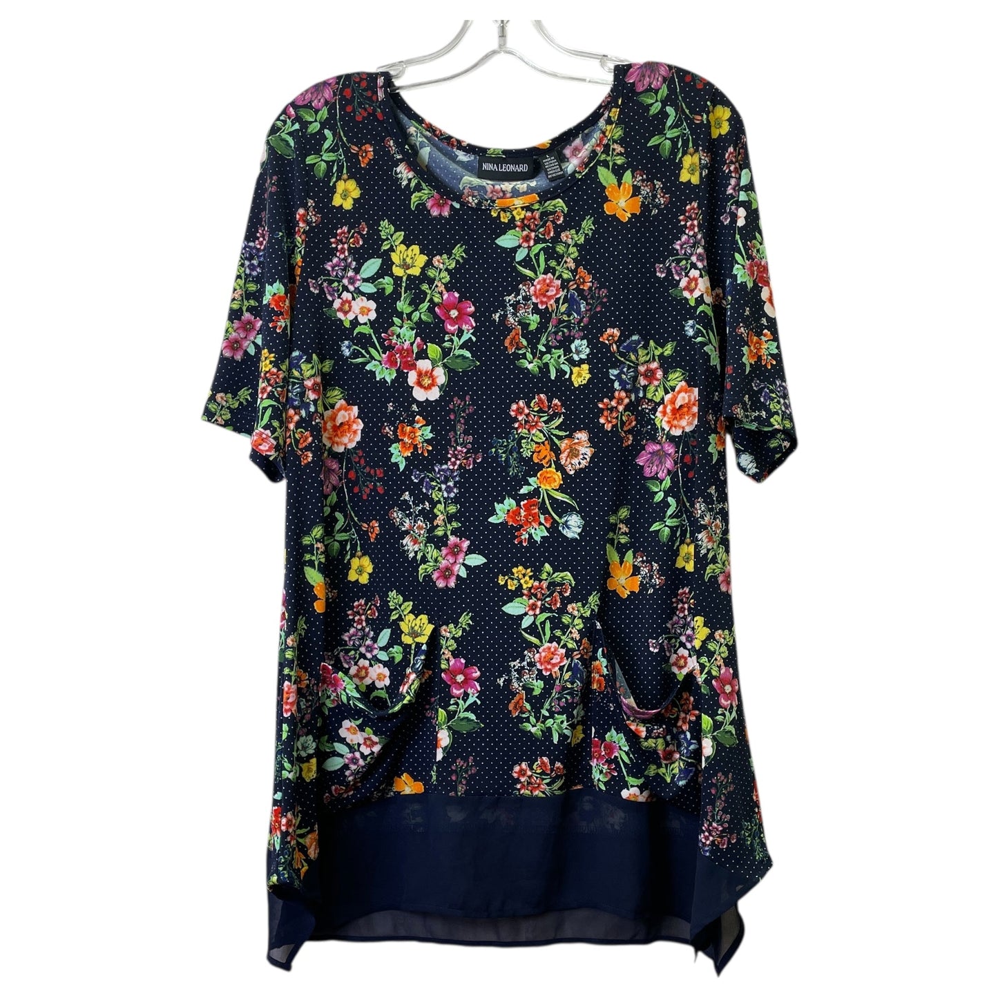 Top Ss By Nina Leonard In Navy, Size:L