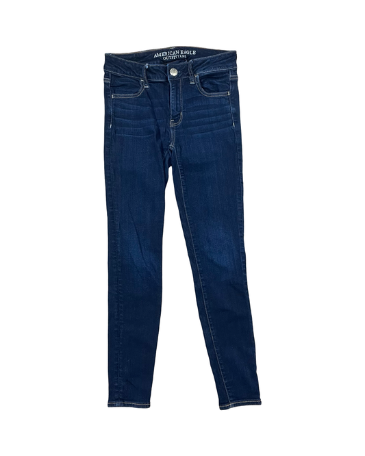 Jeans Skinny By American Eagle In Blue Denim, Size:4