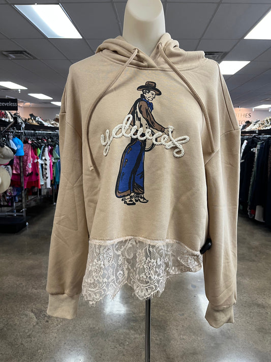 Sweatshirt Hoodie By Clothes Mentor In Tan, Size:M