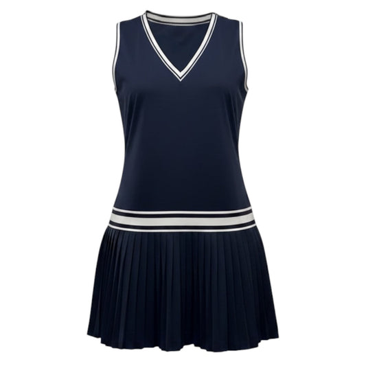 V Neck Tennis Dress Designer By Tory Sport by Tory Burch Sport In Tory Navy, Size: M