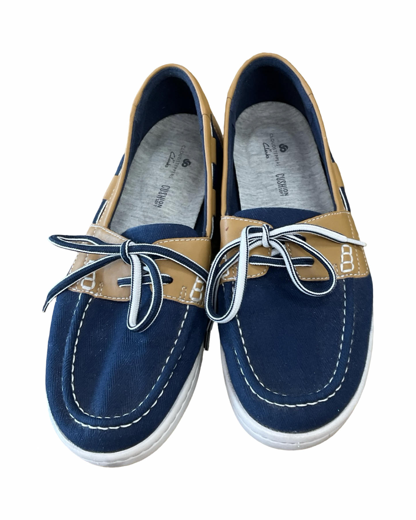 Shoes Flats By Clarks In Blue & Tan, Size:7