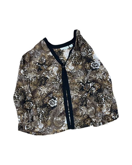 Cardigan By Sag Harbor In Black & Brown, Size:L
