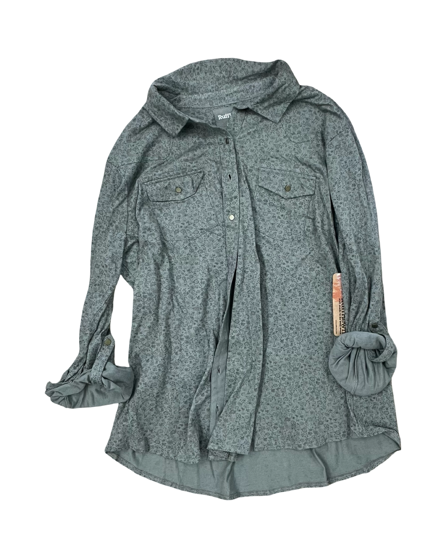 Blouse Ls By Ruff Hewn In Green, Size:3X