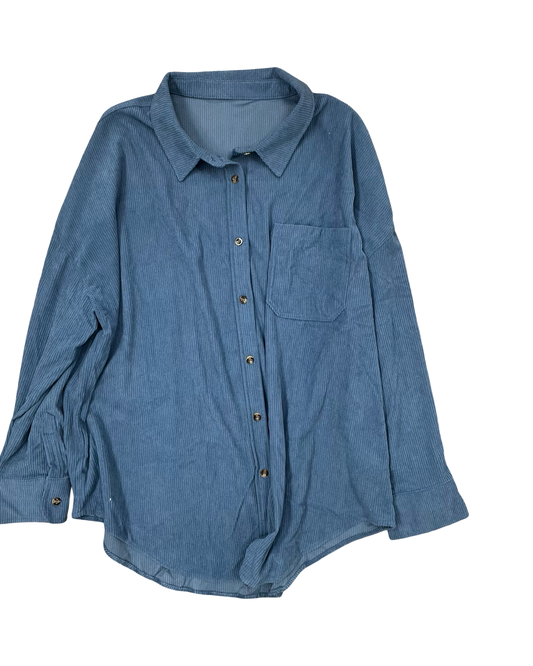 Jacket Shirt By Clothes Mentor In Blue, Size:2X