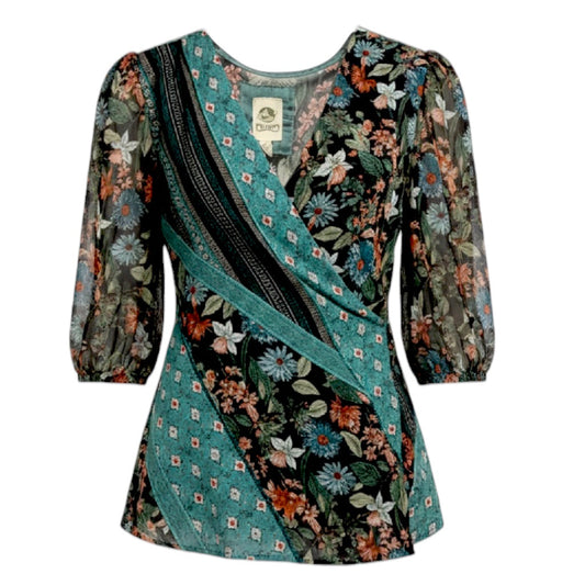 Lovely Patchwork Wrap Top By Tiny X Anthropologie In Multi-colored, Size: XS
