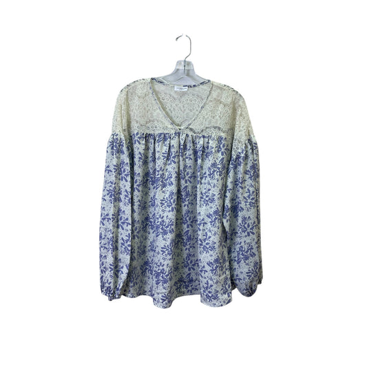 Top Ls By Chic Soul In Cream & Purple, Size:3X