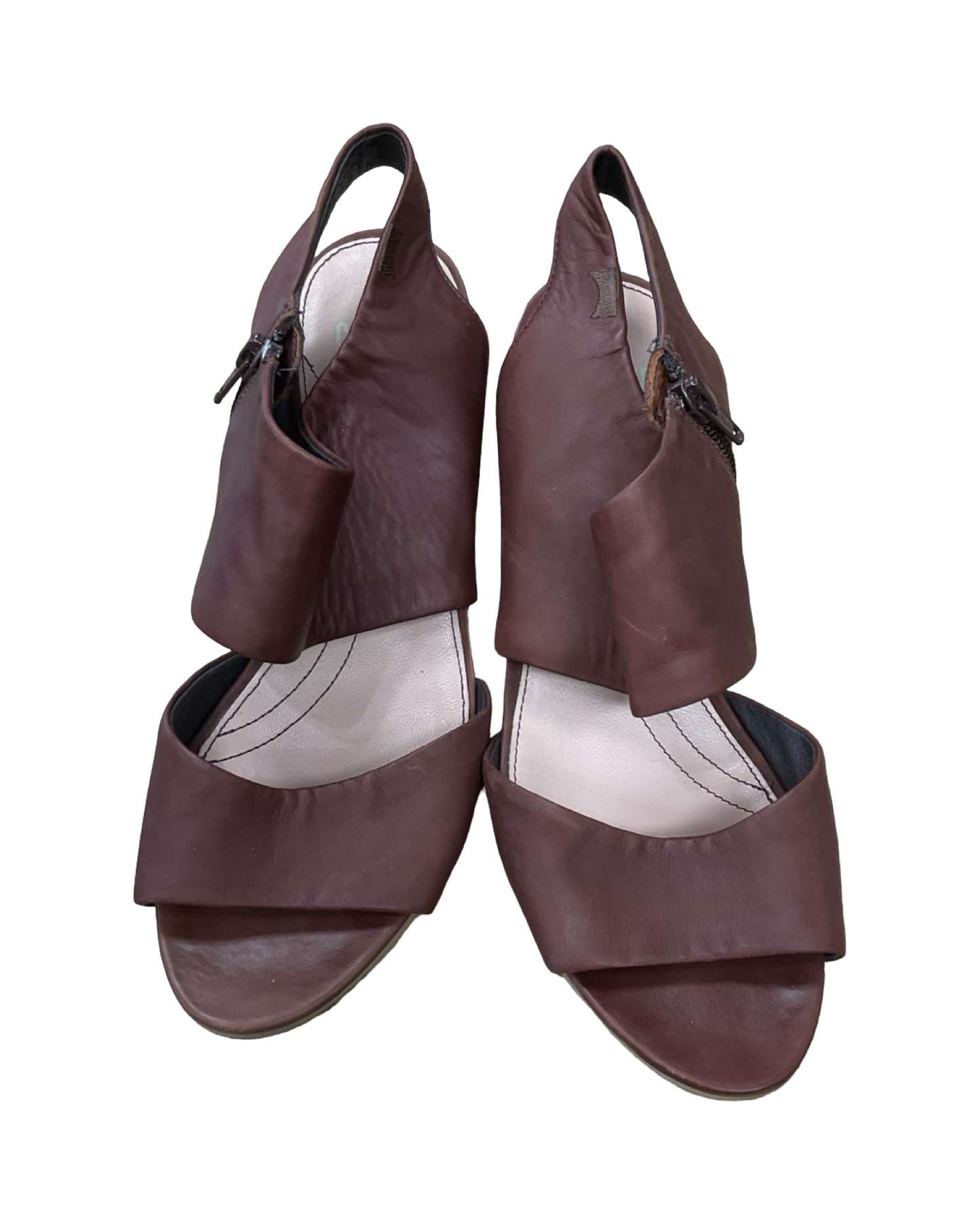 Sandals Heels Wedge By Clothes Mentor In Brown, Size:7.5