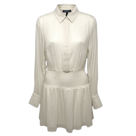 Bailey Smocked Silk Blend Mini Dress By Rag And Bone In Cream, Size: XS