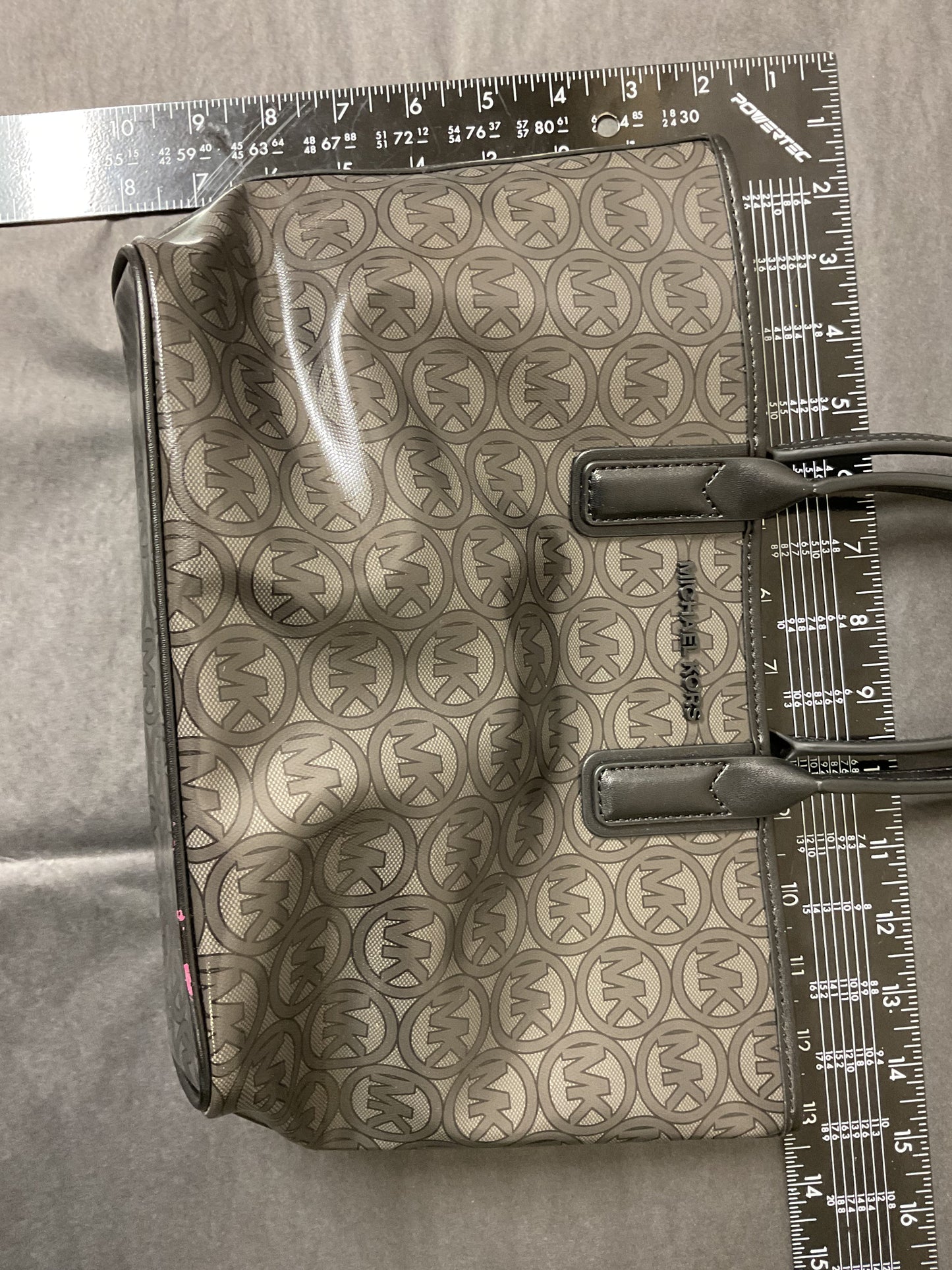 Handbag Designer By Michael Kors In Black & Grey, Size:Medium