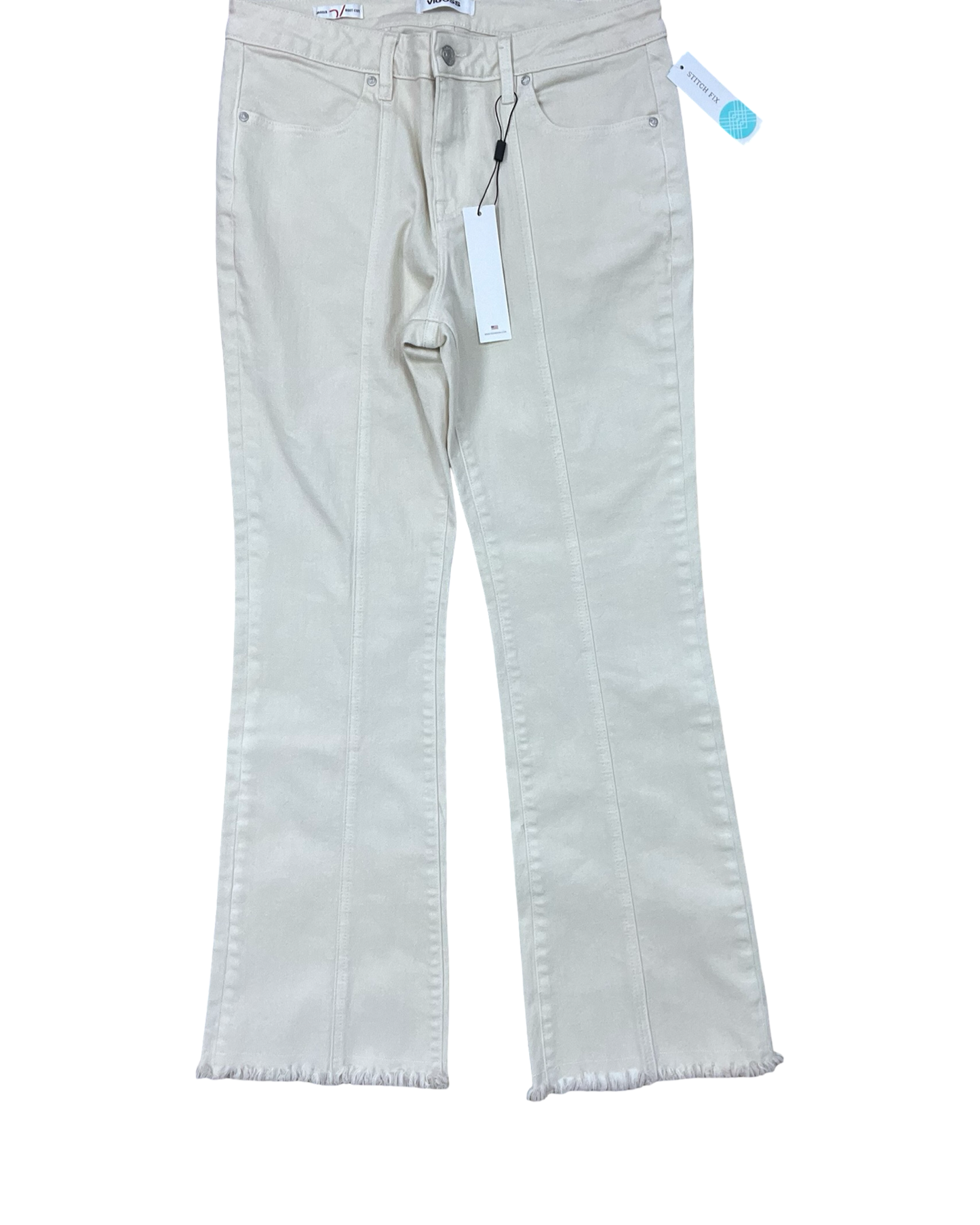 Jeans Straight By Vigoss In Cream Denim, Size:14