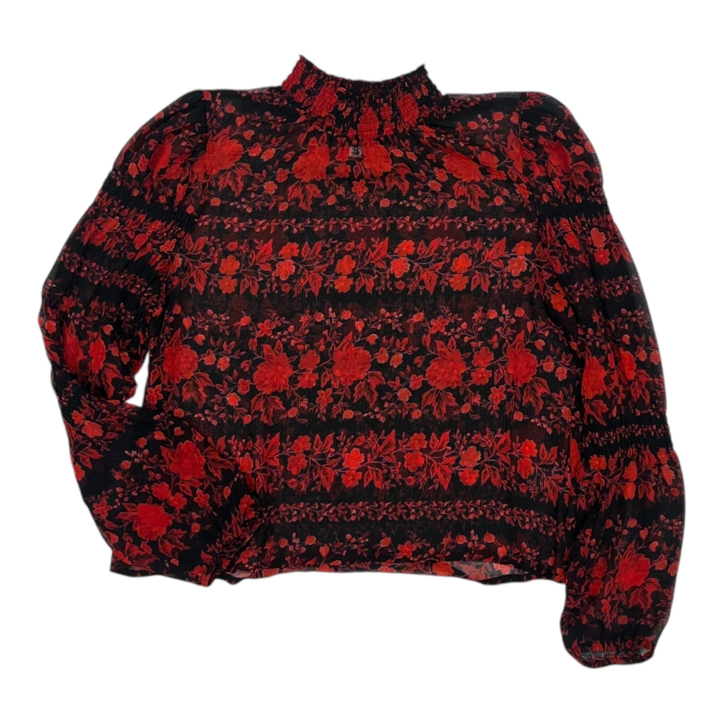 Blouse Ls By Bb Dakota In Black & Red, Size:L