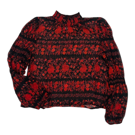 Blouse Ls By Bb Dakota In Black & Red, Size:L