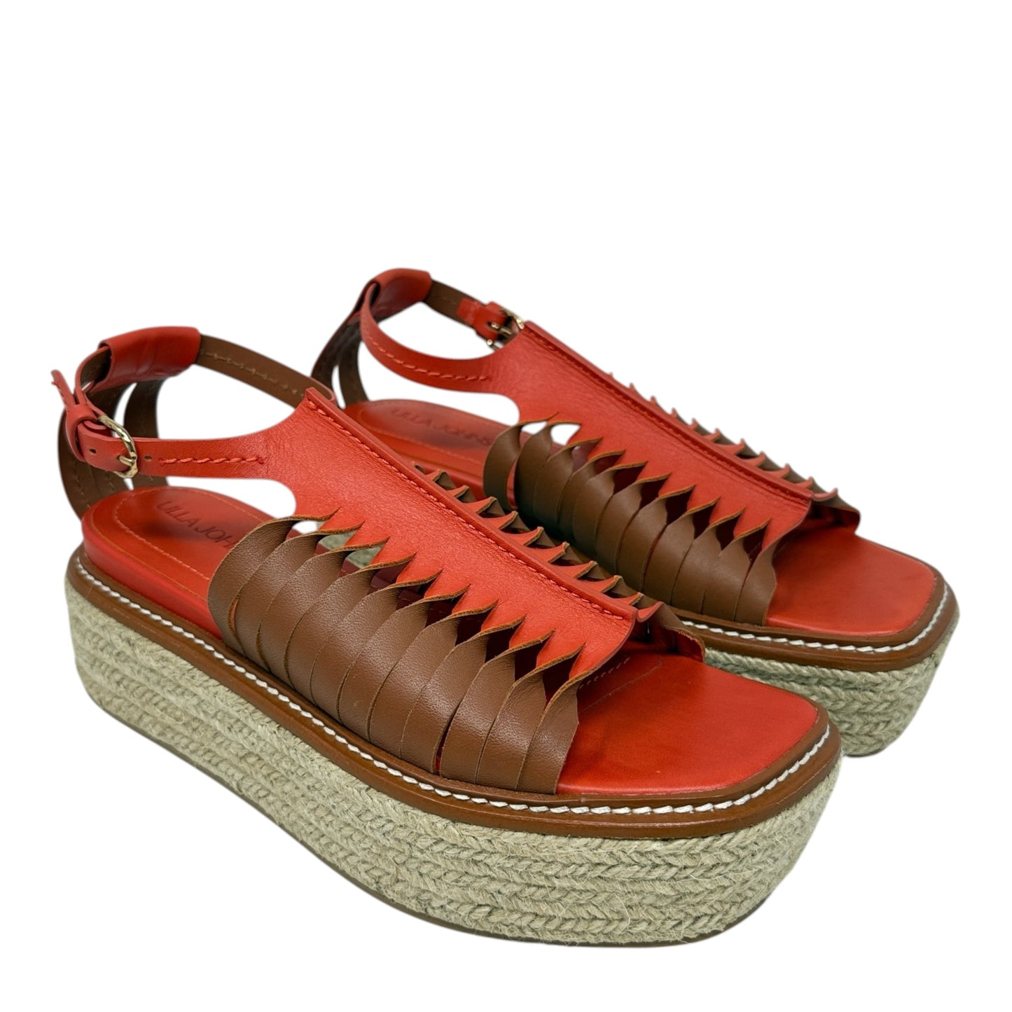 Valencia Twisted Contrast Flatforms By Ulla Johnson In Orange, Size: 8.5 (39)
