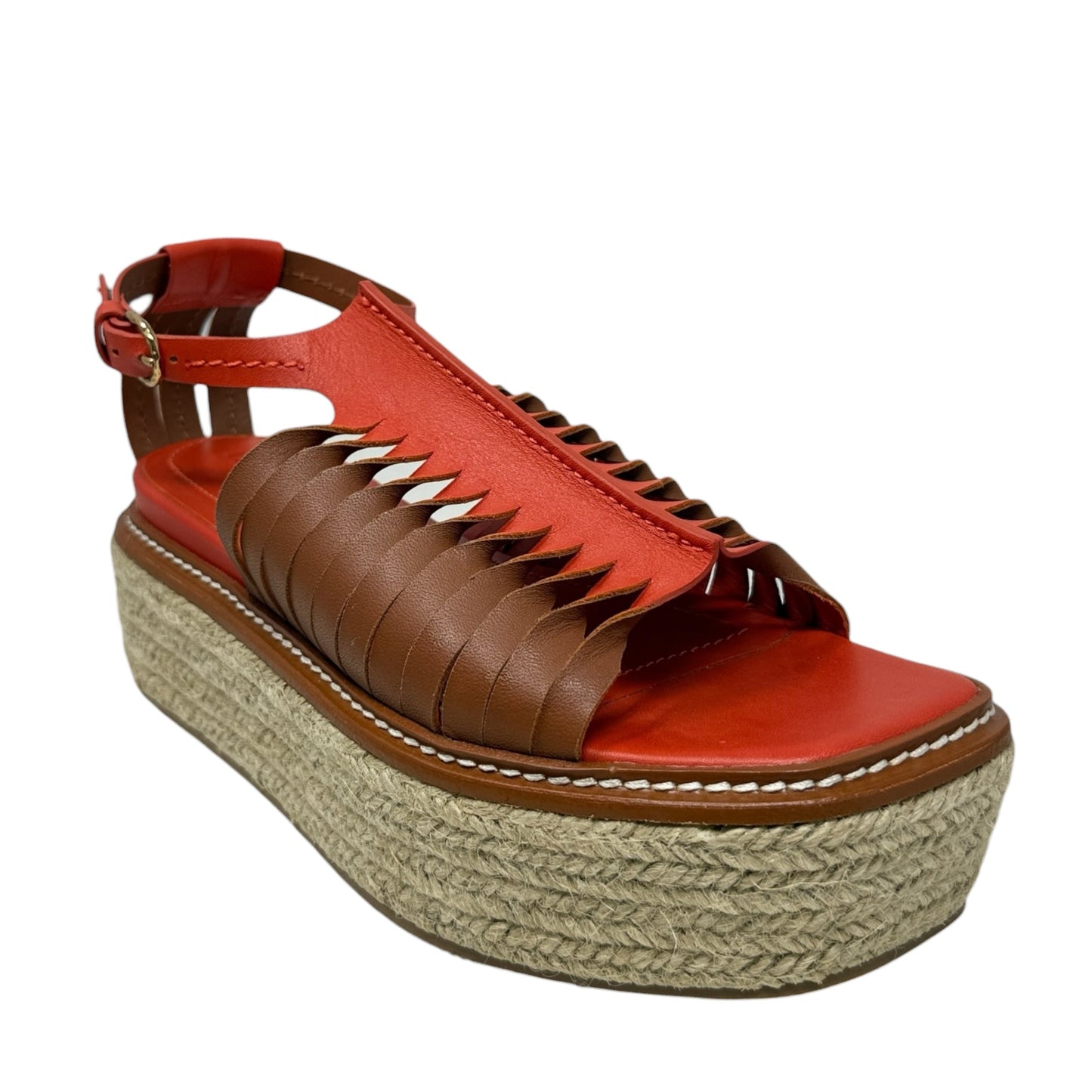 Valencia Twisted Contrast Flatforms By Ulla Johnson In Orange, Size: 8.5 (39)