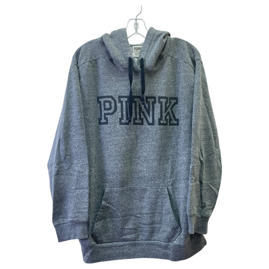 Athletic Sweatshirt Hoodie By Pink In Grey, Size:L