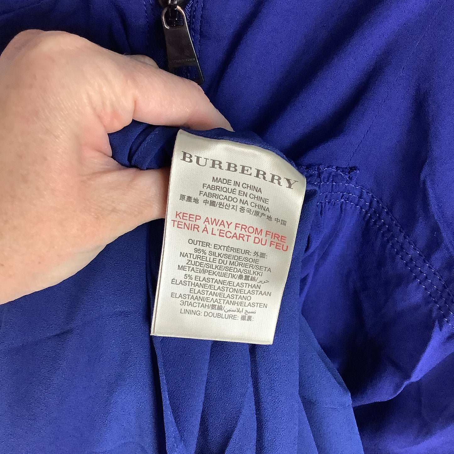 Dress Luxury Designer By Burberry In Navy, Size: 10