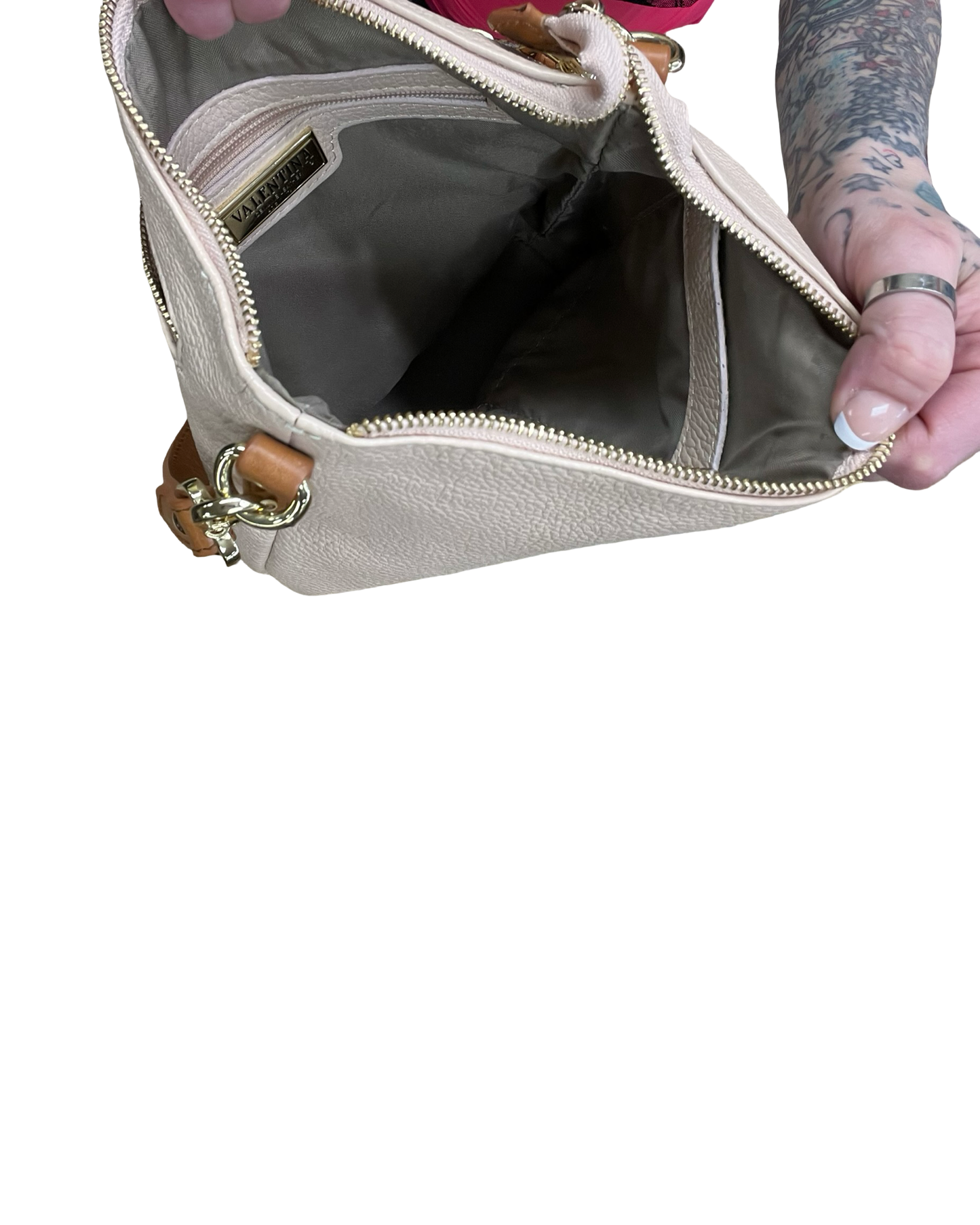 Handbag By Valentina In Peach, Size:Small