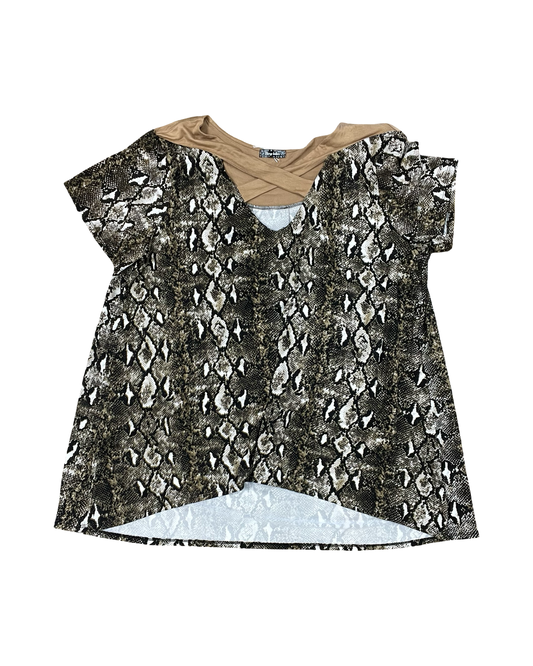 Top Ss By Clothes Mentor In Snakeskin Print, Size:2X