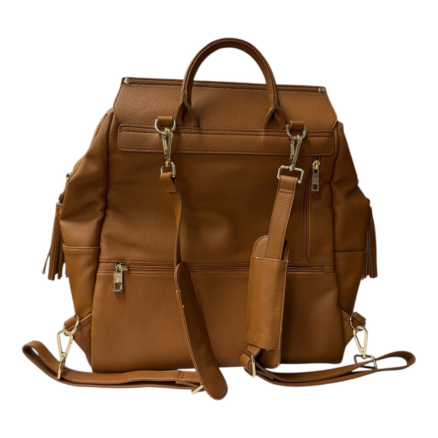 Backpack Leather  In Bronze, Size:Large