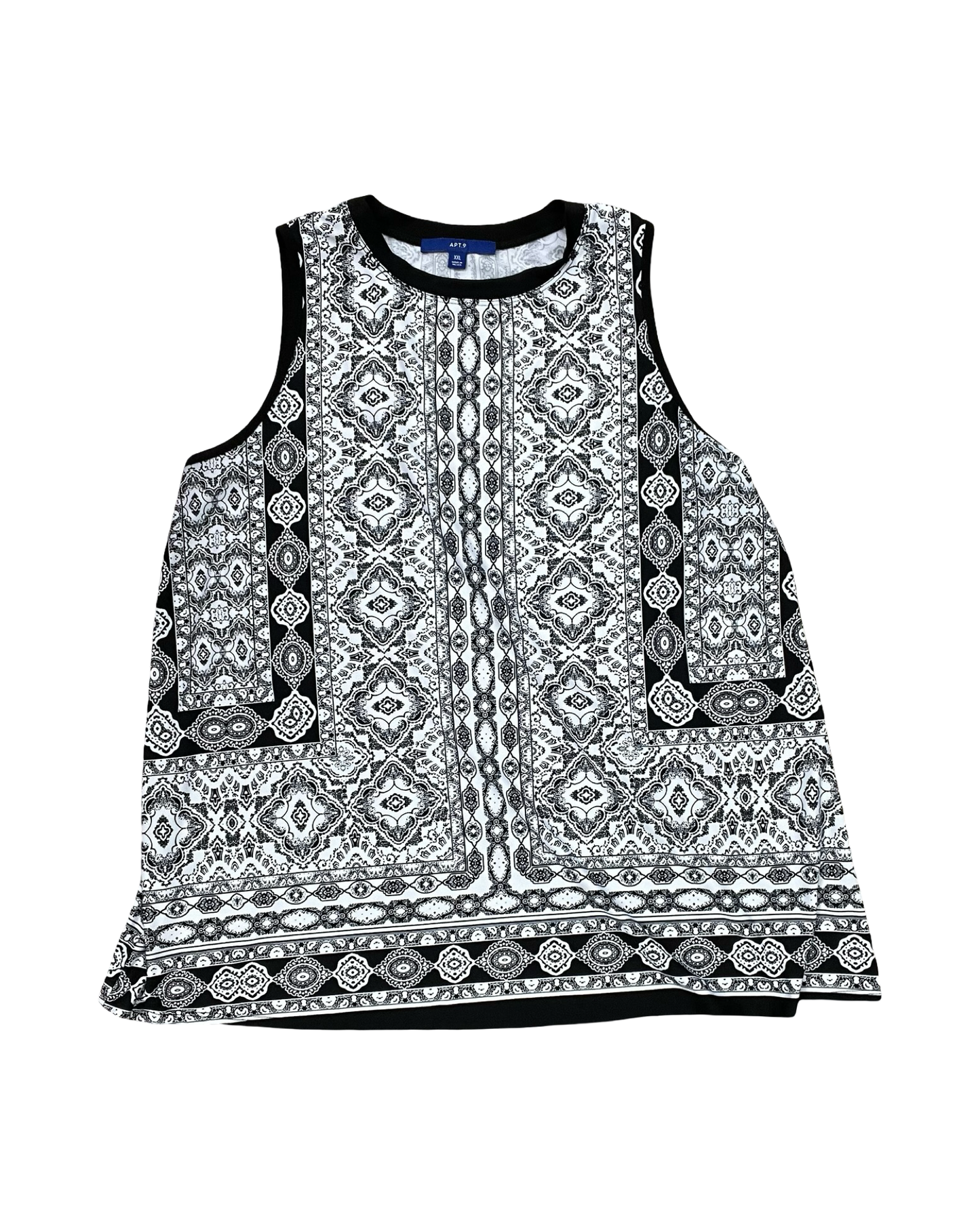 Top Sleeveless By Apt 9 In Black & White, Size:1X