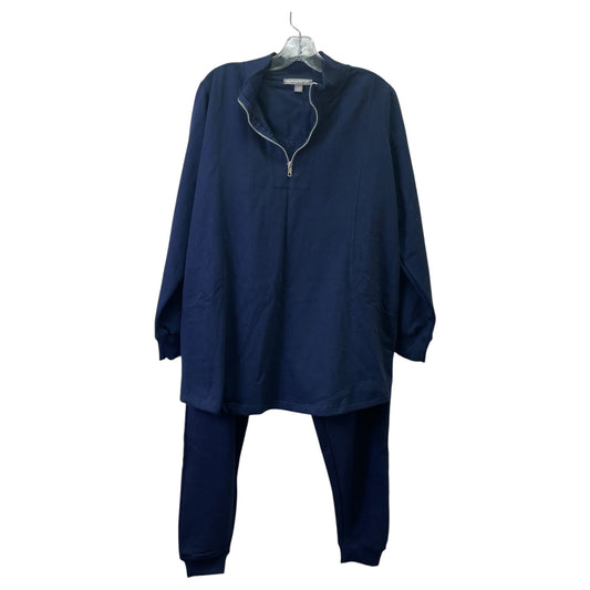 Lounge Set Pants By Woman Within In Blue & Brown, Size:1X