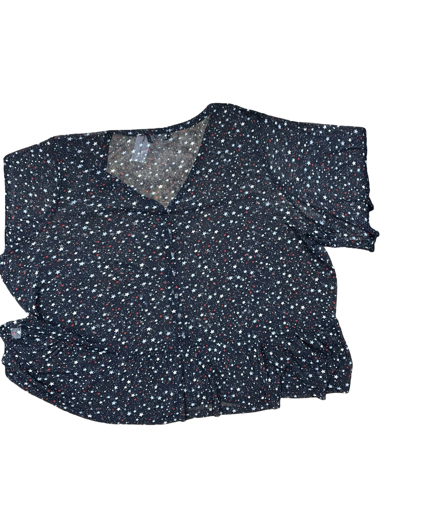 Blouse Ss By Lane Bryant In Blue Red & White, Size:3X