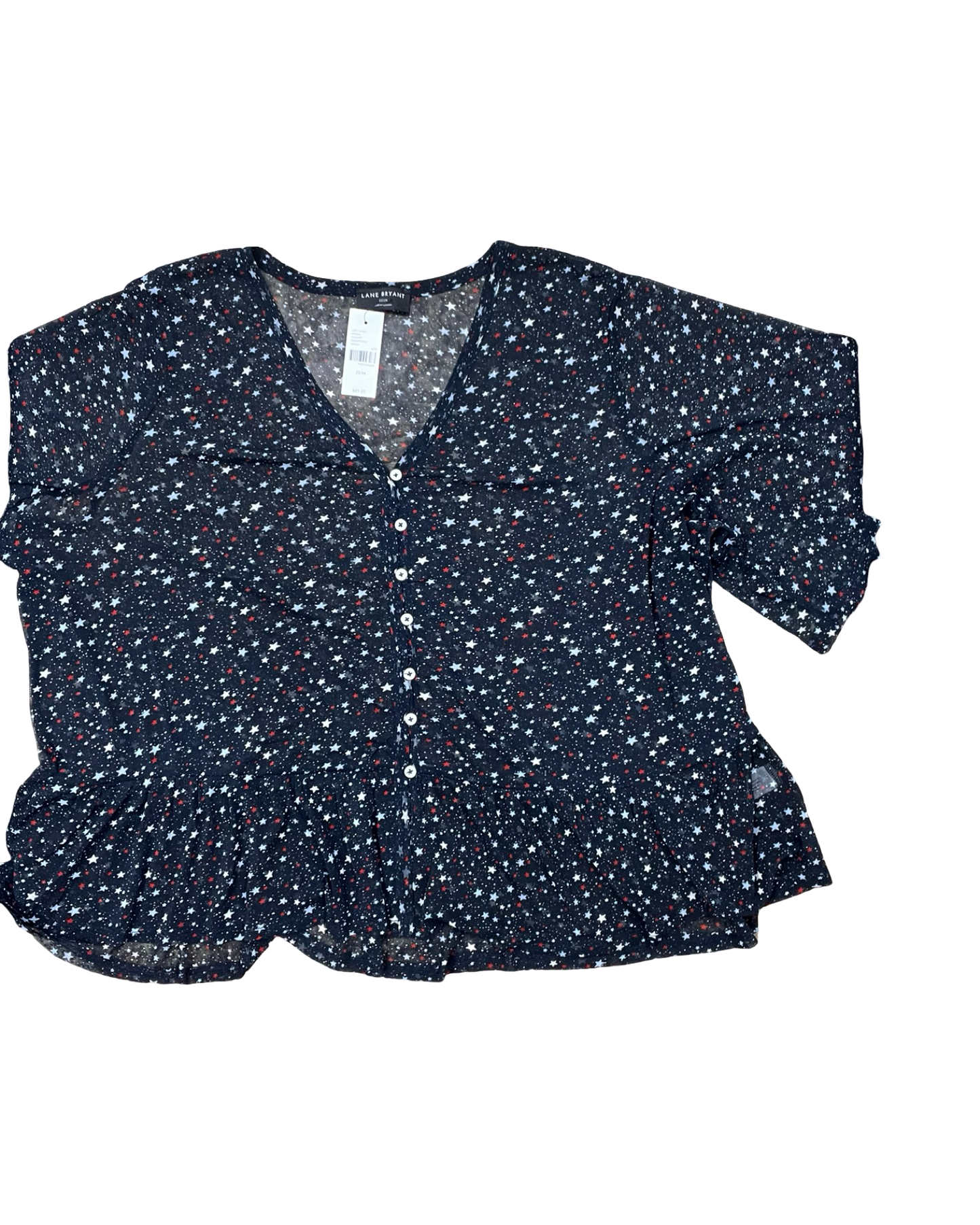 Blouse Ss By Lane Bryant In Blue Red & White, Size:3X